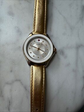 Michele Cape Women’s Large Watch with Yellow Topaz Set Hour Markers MWW27A000024